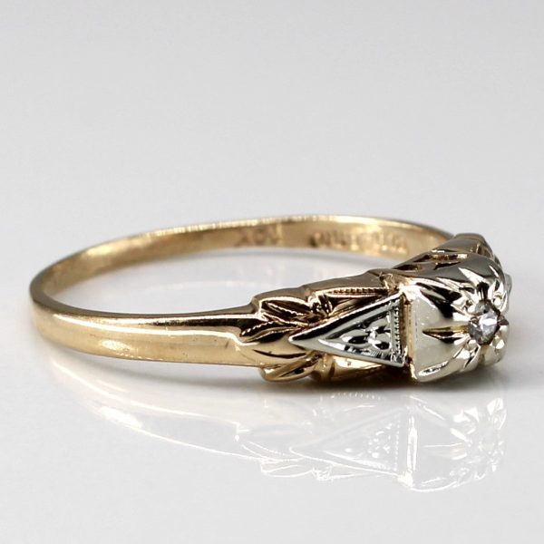 Solitaire Diamond Vintage Gold Ring | 0.02ct | SZ 7.5 | For Sale