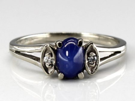 Three Stone Sapphire & Diamond Ring | 0.65ct | 0.02ctw | SZ 5.75 | on Sale