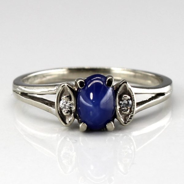 Three Stone Sapphire & Diamond Ring | 0.65ct | 0.02ctw | SZ 5.75 | on Sale