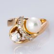 Vintage Pearl and Old European Cut Diamond Ring | 7.50mm, 0.79 ctw | SZ 8 | Cheap