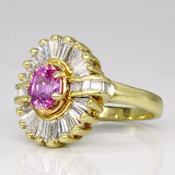 Synthetic Pink Sapphire & Diamond Cocktail Ring | 1.15ct, 0.70ctw | SZ 6.5 | Hot on Sale