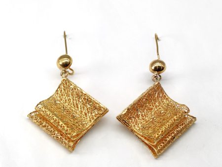 Woven Texture Gold Dangle Earrings Sale