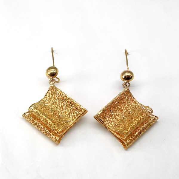 Woven Texture Gold Dangle Earrings Sale