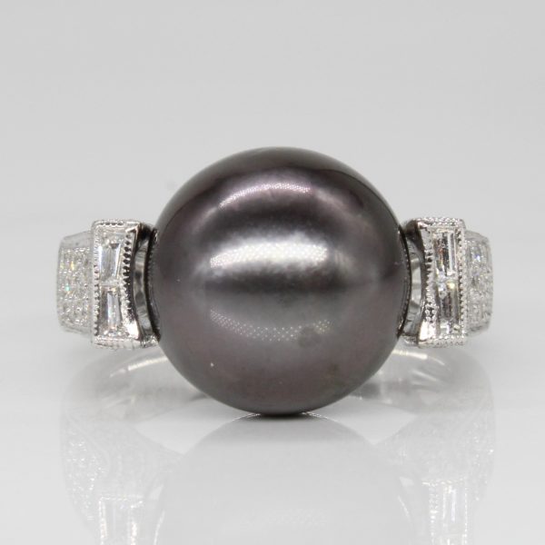 Tahitian South Sea Pearl & Diamond Cocktail Ring | 0.68ctw | SZ 7 | Online