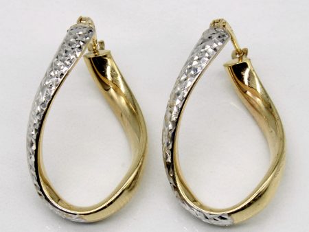 10k Two Tone Gold Twisted Hoop Earrings on Sale