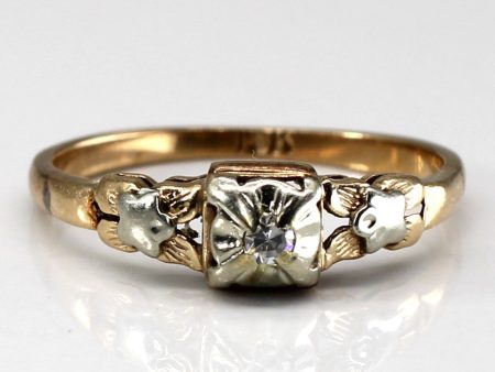 Vintage Diamond Two Tone Gold Ring | 0.03ct | SZ 6.25 | on Sale