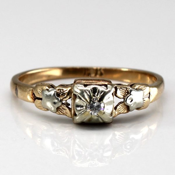 Vintage Diamond Two Tone Gold Ring | 0.03ct | SZ 6.25 | on Sale