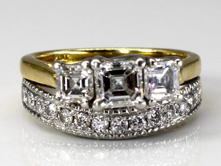 Three Stone Diamond with Band Soldered Set | 1.62ctw VS2 E | SZ 6.25 | Online now