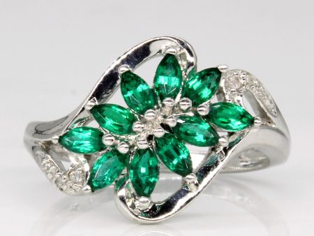 Synthetic Emerald & Diamond Cocktail Ring | 0.30ctw, 0.02ctw | SZ 7.25 | Online now