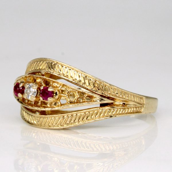 Synthetic Ruby & Diamond Ring | 0.07ctw, 0.05ct | SZ 5.75 | Supply