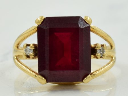 Synthetic Ruby & Diamond Ring | 4.00ct, 0.02ctw | SZ 3.75 | Online