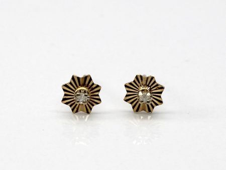 Textured Diamond Gold Studs | 0.02ctw | For Cheap