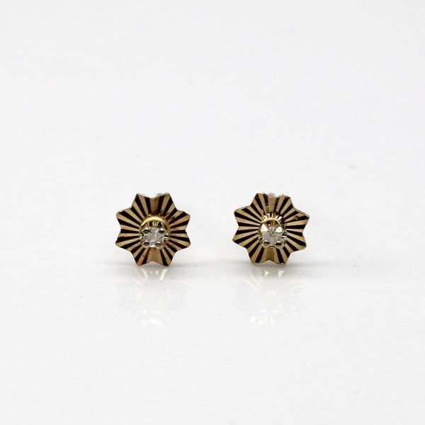 Textured Diamond Gold Studs | 0.02ctw | For Cheap