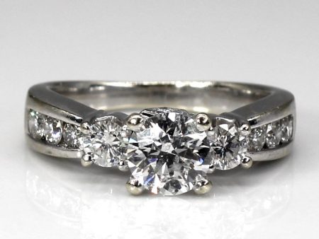 Three Stone Diamond with Accents Ring | 1.35ctw I1 F | SZ 5.5 | For Discount