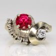 Synthetic Ruby & Diamond Hinge Opening 14k Ring | 1.12ct, 0.32ctw | SZ 7.25 | For Cheap