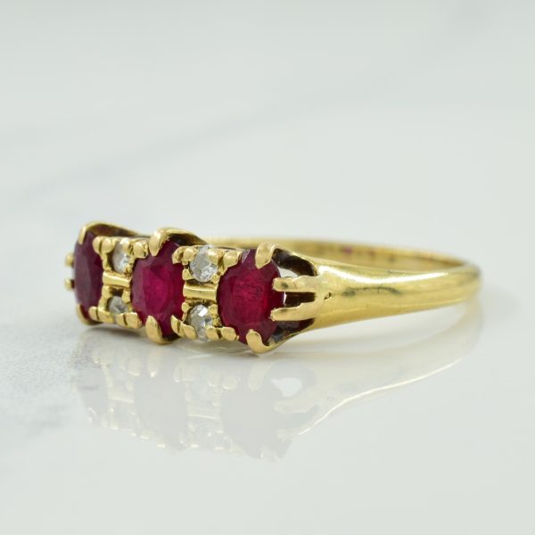 Synthetic Ruby & Diamond Ring | 0.75ctw, 0.08ctw | SZ 7.75 | Sale