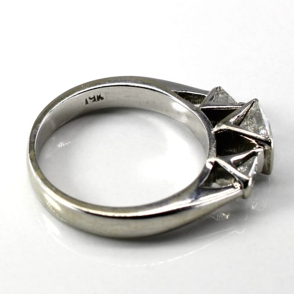 Three Stone Princess Diamond Ring | 1.73ctw SI2 E | SZ 7 | Online now