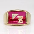 Synthetic Ruby & Diamond  E  Initial Ring | 4.50ct, 0.01ct | SZ 12.25 | For Sale