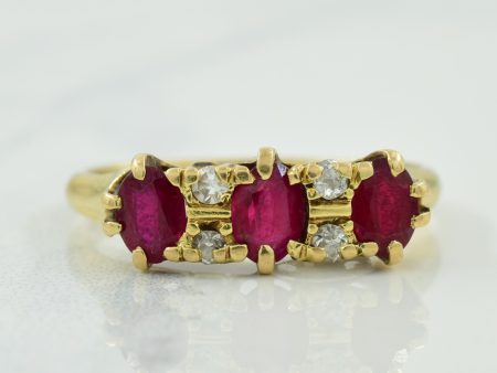 Synthetic Ruby & Diamond Ring | 0.75ctw, 0.08ctw | SZ 7.75 | Sale