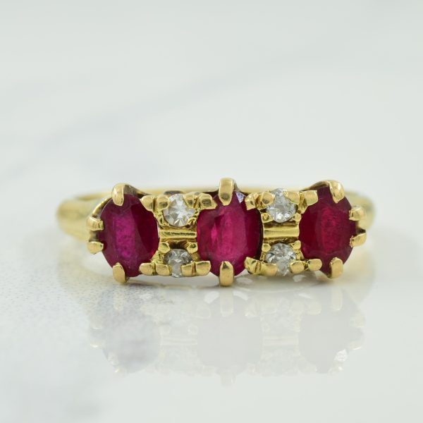 Synthetic Ruby & Diamond Ring | 0.75ctw, 0.08ctw | SZ 7.75 | Sale