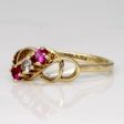 Synthetic Ruby & Clear Sapphire Waterfall Ring | 0.10ctw, 0.05ct | SZ 5.75 | Online now