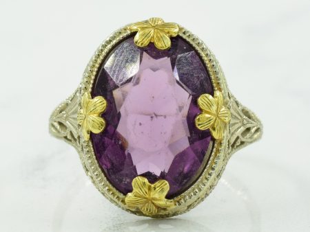 Two Tone Gold Glass Cocktail Ring | 5.55ct | SZ 6.5 | For Cheap