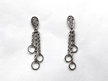 White Gold Diamond Dangle Earrings | 0.01ctw | Discount